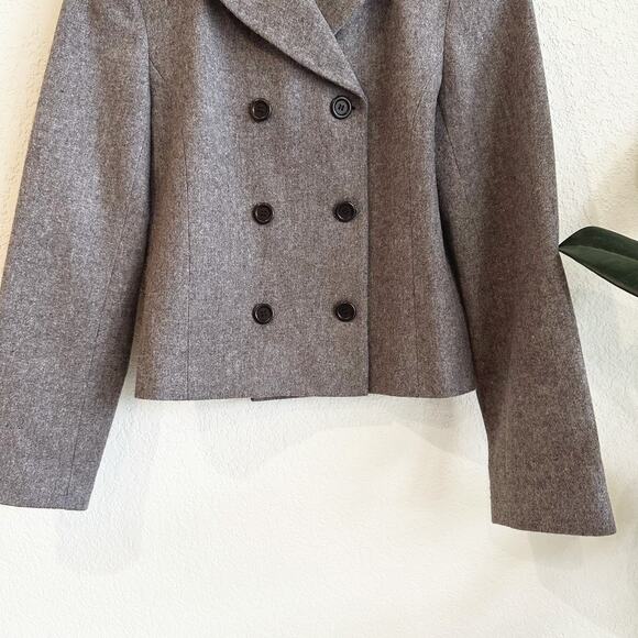 J Crew Women 100% Wool Double Breasted Blazer Jacket Size 4 Gray Preppy Academia - Picture 3 of 8